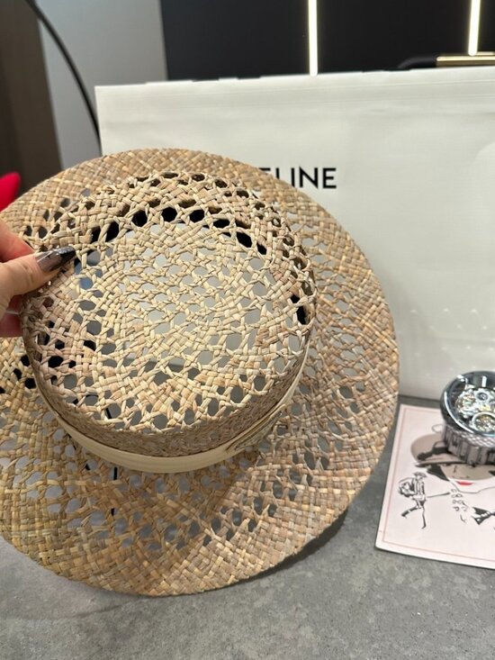 Prada Open-Weave Straw Boater Hat main image 4